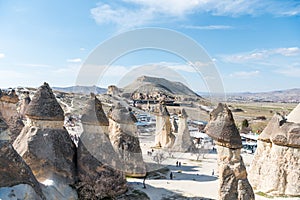 Fairy chimneys in the Pasabag velley or Monks Valley, with  Highly remarkable earth pillars  in Goreme, Cappadocia,Turkey