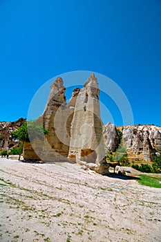 Fairy chimneys or peri bacalari in Cappadocia