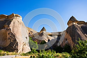 Fairy Chimneys or Peri Bacalari in Pasabagi Open Air Museum in Cappadocia