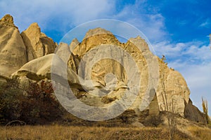 Fairy chimneys rock formation in Cappadocia