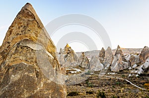 `Fairy chimneys` rock formations in Cappadoca, Turkey.