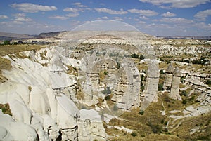 The Fairy chimneys, typical geologic formations of Cappadocia.