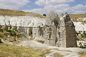 The Fairy chimneys, typical geologic formations of Cappadocia.