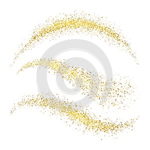 Fairy christmas golden stardust. Glamour gold waves with glittering