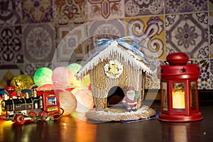 Fairy Christmas house cake with candle light inside