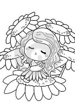 Fairy coloring pages for kids and adult A4 size