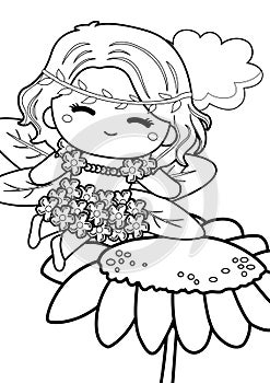 Fairy coloring pages for kids and adult A4 size