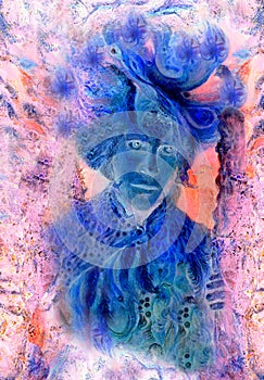 Fairy creature illustration with abstract ornamental pattern