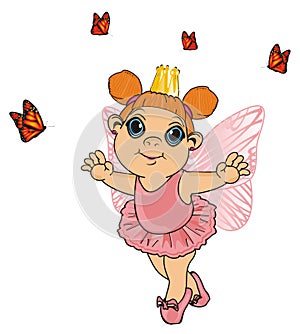 Fairy in crown with butterflies