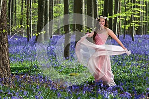 Fairy dance in springtime forest