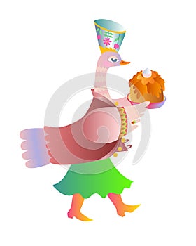 Fairy duck - mistress. Cute cartoon vector illustration