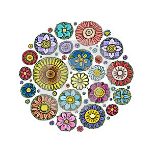 Fairy floral mandala background. Magic garden art. Circle Frame for your design