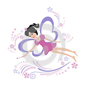 Fairy flying with a magic wand.