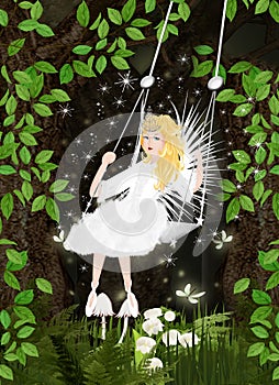 Fairy forest with fee photo