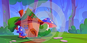 Fairy forest wonderland with magic wooden house