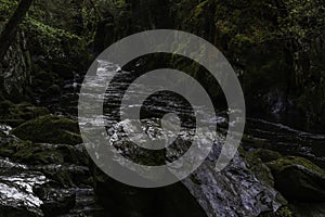 Fairy Glen at Betws y Coed, Snowdonia, Wales, moody lighting