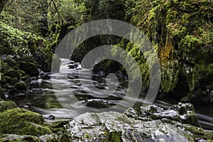 Fairy Glen at Betws y Coed, Snowdonia, Wales, wide angle, slow shutter