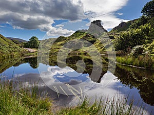 Fairy Glen's Castle Ewen reflected on the loch.