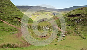 Fairy Glen on the Trotternish Peninsula, Isle of Skye, Scotland UK.  The stone circle was built by tourists.