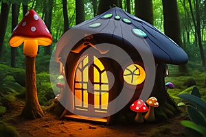 Fairy house in the mushroom forest mushrooms dream cottage outdoor magical