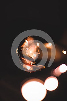 Fairy lights night photography with hand