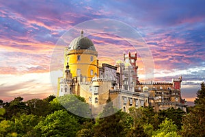 Fairy Palace against sunset sky - Sintra, Portugal, Europe