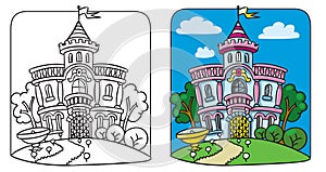 Fairy palace. Coloring book