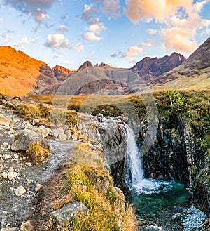The Fairy Pools in front of the Black Cuillin Mountains on the Isle of Skye - Scotland