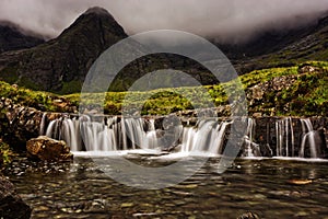 Fairy pools waterfall in Scotland on Skye island