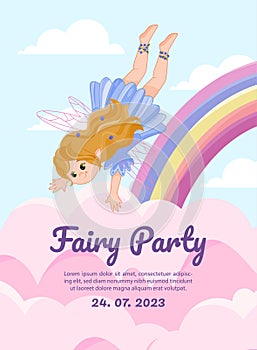Fairy postcard template vector
