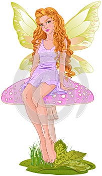 Fairy Sitting on Mushroom