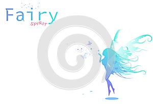 Fairy spirit and butterfly with stars, dust particles scatter sp