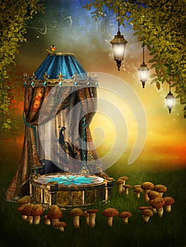 Fairy stage with lamps