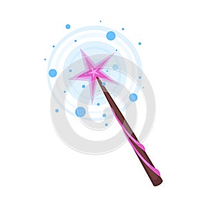 Fairy Stick with Sparkling Glow for Magic Enchantment Vector Illustration