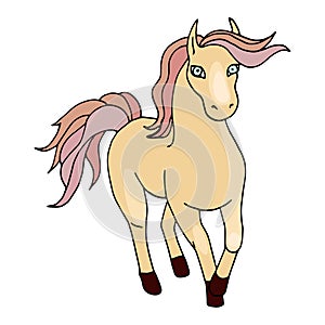 A fairy-tail horse. Vector cartoon style illustration