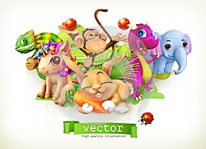 Fairy tale animals. 3d vector