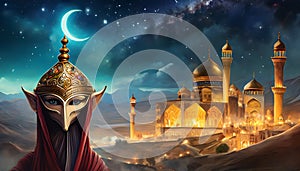 fairy tale background in arabian night style
