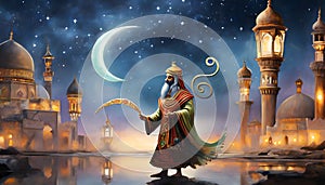 fairy tale background in arabian night style