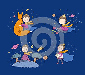 A fairy tale about a boy, a rose, a planet and a fox. prince with a sheep. Little prince