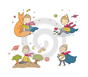 A fairy tale about a boy, a rose, a planet and a fox. prince with a sheep. Little prince