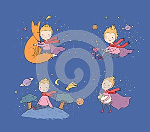 A fairy tale about a boy, a rose, a planet and a fox. prince with a sheep. Little prince
