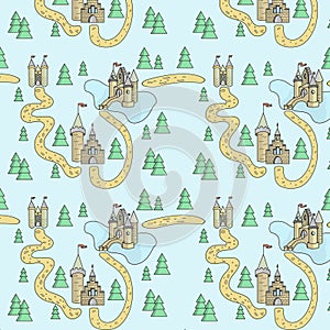 ÃÂ¡astle child seamless pattern . Template for greeting card  invitation  textile. photo