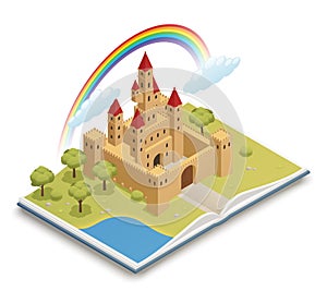 Fairy Tale Castle Isometric Composition