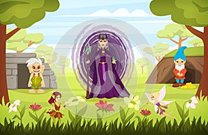 Fairy Tale Characters Cartoon Colored Composition