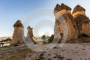 Fairy tale chimneys in Cappadocia,tourist attraction place