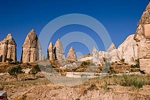 Fairy tale chimneys in Cappadocia,tourist attraction place