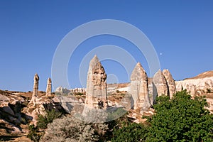 Fairy tale chimneys in Cappadocia,tourist attraction place