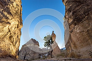 Fairy tale chimneys in Cappadocia,tourist attraction place