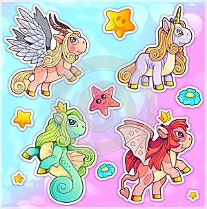 fairy tale cute cartoon ponies, funny stickers