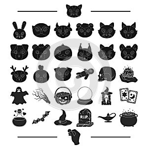 Fairy tale, entertainment and other web icon in black style.beasts, nature, magic icons in set collection.